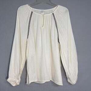 Old Navy Women's Embroidered Trim Tunic Size L Peasant Cottage Bohemian Prairie